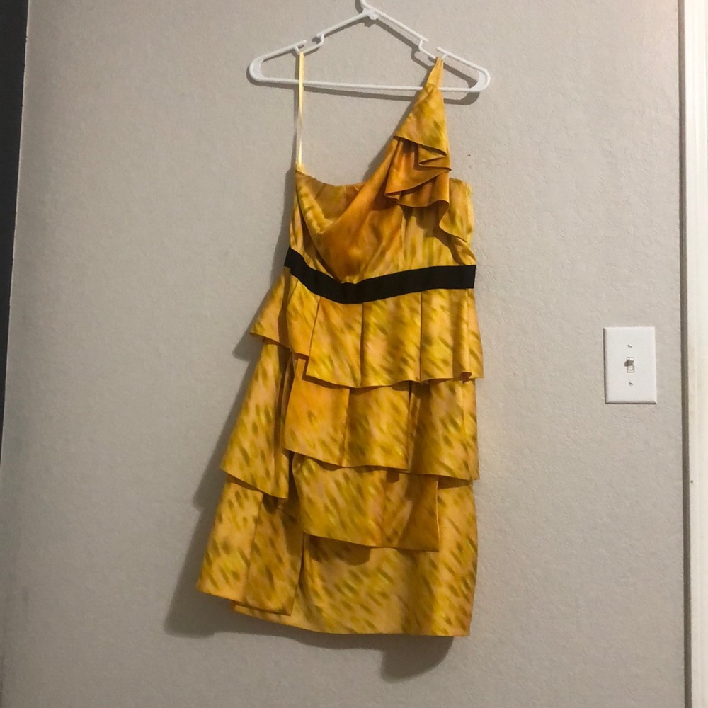 THE LIMITED One shoulder yellow tiered dress